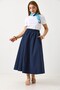 Navy Blue Parachute Fabric Skirt with Elastic Waist, Adjustable Detail, Comfortable Cut, Unlined