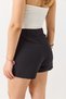 Black Woven Fabric High Waist Mini Skirt with Gold Buckle Detail and Comfortable Cut - 6