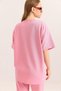 Pink Two-Strand Fabric Crew Neck Drop Shoulder Oversized Teddy Bear Embroidered Short Sleeve T-Shirt - 4