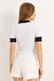 White Camisole Fabric Shirt Collar Short Sleeve Contrast Color Detailed Comfortable Fit Knitted Blouse - 5