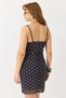 Black Stretchy Tulle Fabric Thin Straps Degaje Collar Polka Dot Patterned Mini Dress - 5