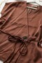 Brown Double-Breasted Collar Short Sleeve Cross-Cut Single Button Waist-Tie Detailed Vest - 2