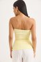 Yellow Ottoman Fabric Strapless Collar Button Detailed Ribbed Textured Knitted Blouse - 5