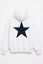 White Cotton Blend Hooded Collar Long Sleeve Sweatshirt with Star Print Detail - 2