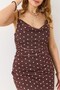 Brown Polka Dot Tulle Fabric Thin Straps Degaje Collar Mini Form Dress with Ruffle Detail - 4