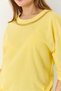 Yellow Knitted Fabric Crew Neck Relaxed Fit Short Sleeve T-Shirt with Gold Chain Detail - 3