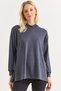 Smoked Modal Fabric Hooded Collar Off-Shoulder Oversize Tunic with Side Tie Detail - 2