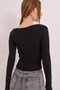 Black Cotton Square Collar Long Sleeve Knitted Blouse with Lace and Button Detail - 2
