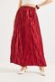 Burgundy Viscose Fabric, Elastic Waist, Comfortable Cut, Wrinkled Look, Textured Long Skirt - 3