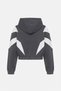 Anthracite Cotton Fabric, Elastic Waist, Hooded Collar, Stripe Detail, Relaxed Fit Sweatshirt - 2
