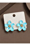 Ice Blue Color Crystal Stone Flower Model Women's Earrings