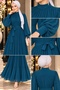 Women's Pleated Chiffon Hijab Evening Dress Sb0019 - 3