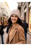 Women's Silvery Plaid Patterned Knitted Beanie - Soft Textured Winter Fuzzy Beanie - 3
