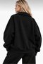 Women's Black Polo Neck Oversize 3 Thread Ribbed Sweatshirt - 2