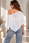Women's White Poncho One-Shoulder Loose Blouse Asymmetrical Cut Oversize Casual Stylish Top - 6