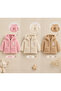 Baby Girl Rabbit Embroidered Plush Welsoft Winter Cardigan with Zipper Pocket - Pink - 3