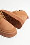 Tan Thick Sole, Intense Fur Inside, Suede Lace-Up Women's Mini Boots, Women's Tan Lace-Up Boots - 2