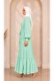 Pleated Chiffon Hijab Dress Mint Green - 3