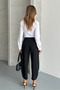 Pleated Balloon Fit Ankle Length Fabric Trousers - 5