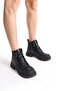 Natalia Black Women's Matte Flat Lace-Up Elastic Daily Comfortable Fit Boots & Booties - 3