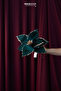 Artificial Velvet Glitter Ponsetia Green 20 cm