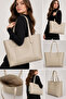 MINK LARGE ZIPPERED FENCE Closure Faux Leather SHOULDER BAG - 2