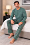 Men's Interlock Comfortable Fit Plaid Round Neck Cotton Pajama Set 6860 - 4