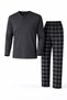 Men's Interlock Comfortable Fit Zero Collar Cotton Pajama Set 6806 - 4