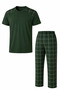 Men's Comfortable Fit Round Neck Short Sleeve Cotton Pajama Set 9055