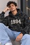 Men's 1984 1994 Printed Washable Hooded Sweatshirt Oversize Comfortable Fit Daily Hoodie - 2