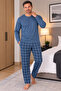 Men's Interlock Comfortable Fit Plaid Round Neck Cotton Pajama Set 6860 - 2