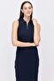Women's Polo Collar Sleeveless Brown Midi Dress - 7