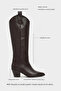 Petunya Women's Boots Western Cowboy Real Leather Full Mold Comfortable C318-Black - 5