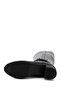 Women's Black Zippered Thick Heeled Genuine Leather Boots - 6