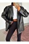 Waist-Tied Leather Jacket - Black - 5