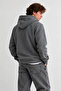 Jepsen Dark Gray Hooded Embroidered Fleece-Lined Standard Fit Men's Sweatshirt - 3