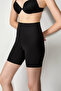 Nuda High Waist Gathering Laser Cut Women's Soft Textured Black Corset - 2