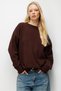 7021 Women's Crew Neck Oversize Basic Premium Knitwear Sweater Brown