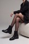 Women's Elastic Side Strap Heeled Casual Boots Espato Black - 2