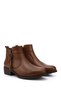 Women's Tan Antique Zippered Thick Heeled Genuine Leather Boots - 4