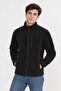 Men's Black Softshell Fleece Standard Full Zipper 3 Pocket Men's Fleece Cardigan