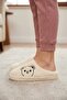 Women's Cream Teddy Bear Furry House Slippers Bynday01 - 5