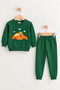 Unisex Kids/Baby Printed Combed Cotton Sweat/Pants Set with Snap Fasteners on the Shoulder, 2-Piece Set Green - 4