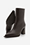 Women's High Heeled Boots Pointed Toe Back Zipper Thick Heel Kikas Brown - 8
