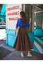 Bitter Brown High Waist Pleated Midi Length A-Line Long Skirt - 3