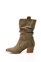 Women's Mink Suede Pointed Toe Thick Heeled Cowboy Boots - 4