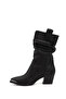 Women's Black Pointed Toe Thick Heeled Cowboy Boots - 4