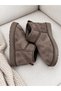 Women's Suede Fur Lined Low Sole Ankle Short Women's Boots&Bootie Bitter Brown - 4