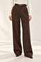 Women's Belted Lycra Brown Palazzo Trousers