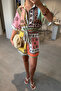 Colorful Belted Shirt Dress - Green - 4